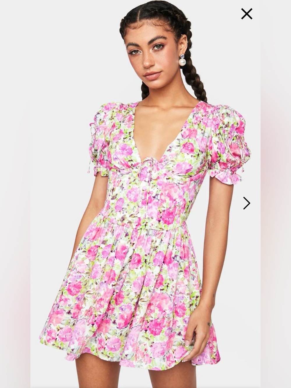 For Love & Lemons Paulina Puffy Sleeve Dress